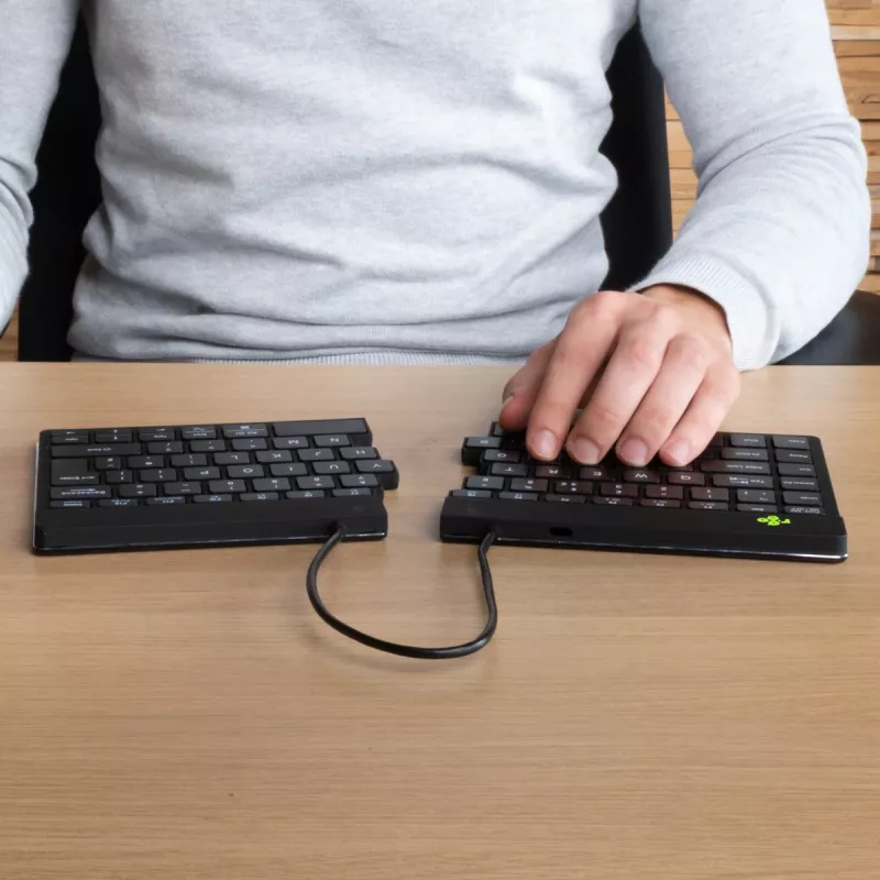 Ergonominė klaviatūra R-Go Split Break su pertraukų programine įranga, išskirta ergonomiška klaviatūra, AZERTY (FR), Bluetooth, juoda