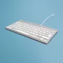 Ergonominė klaviatūra R-Go Tools Compact Break, kompaktiška su pertraukų programine įranga, AZERTY (BE), laidinė, balta