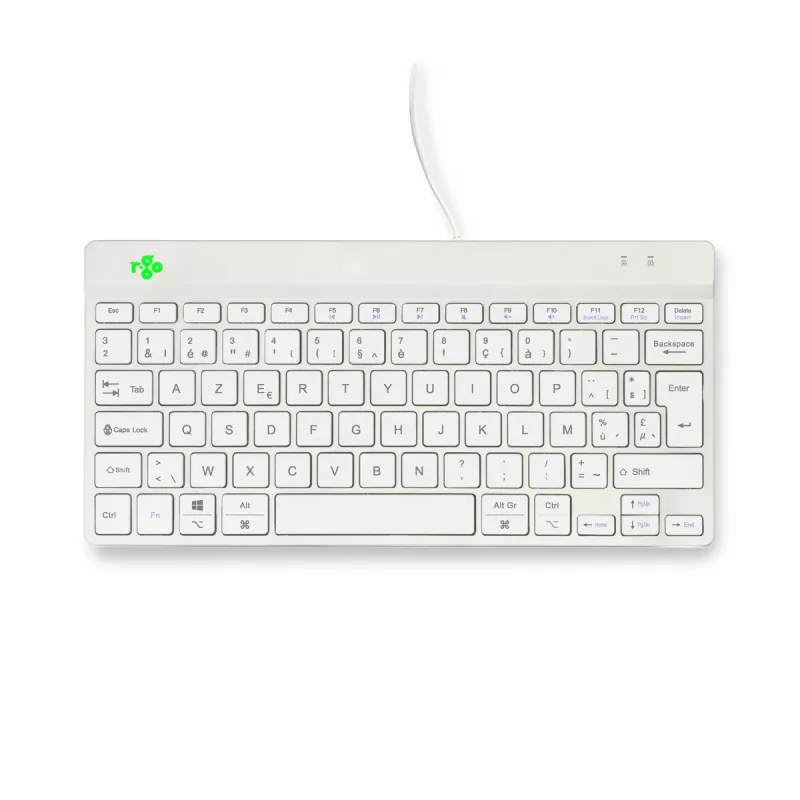 Ergonominė klaviatūra R-Go Tools Compact Break, kompaktiška su pertraukų programine įranga, AZERTY (BE), laidinė, balta