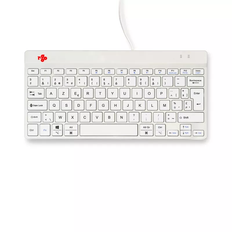 Ergonominė klaviatūra R-Go Tools Compact Break, kompaktiška su pertraukų programine įranga, AZERTY (BE), laidinė, balta