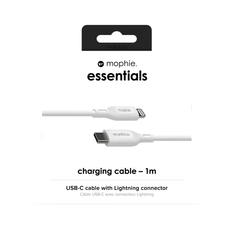 mophie essentials Lightning į USB-C krovimo laidas (1 m) baltas