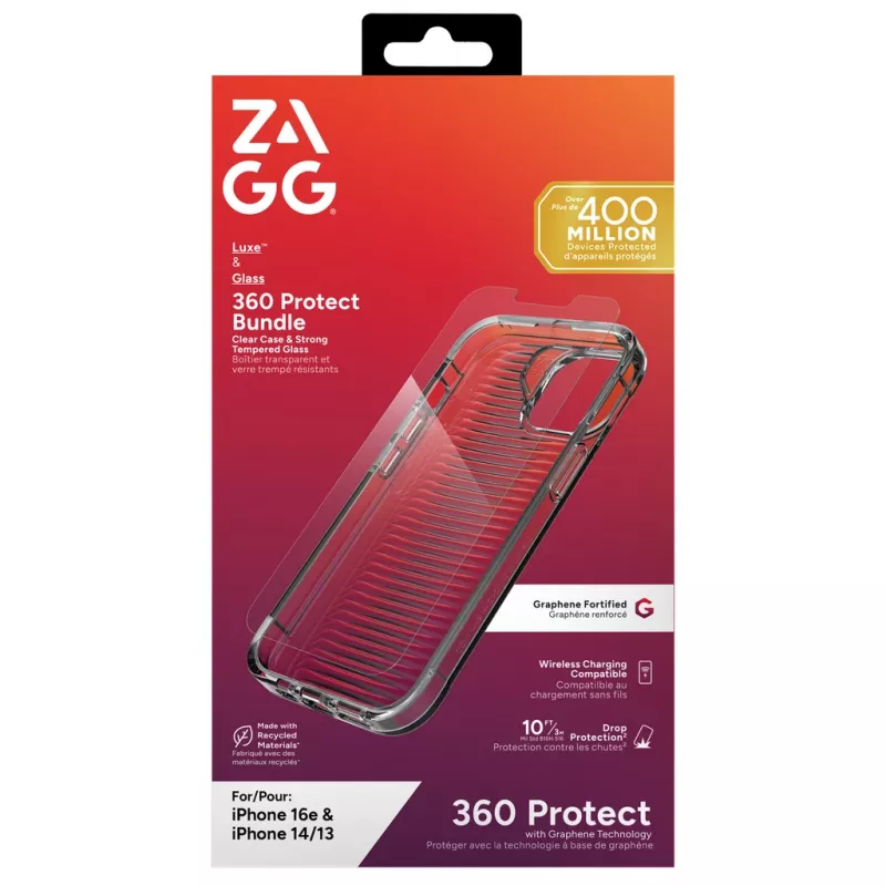 ZAGG 700518204 Luxe + Glass 360 rinkinys (galinis dangtelis ir stiklas) Apple iPhone 16e/14/13, permatomas