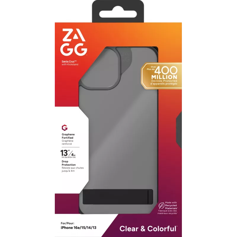 ZAGG Santa Cruz Kickstand Dėklas iPhone 17e/16e/15/14/13 Juodas