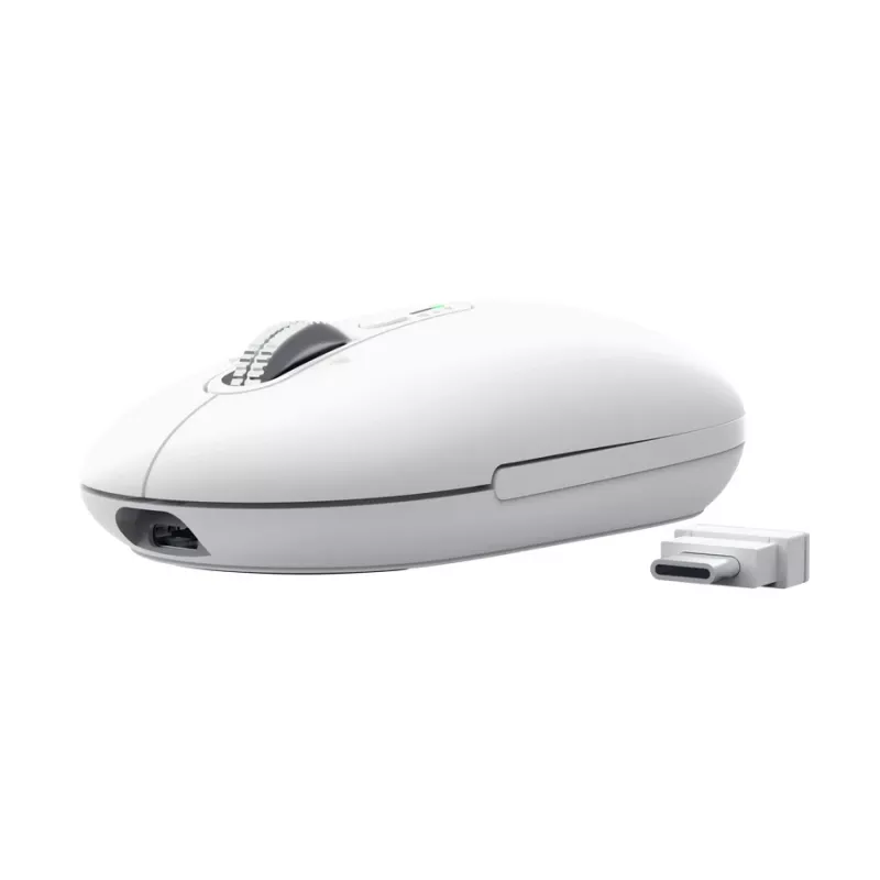 Belaidė biuro pelė TRUST Seron Slim Multi – ambidekstrinė, RF + Bluetooth, optinė 3200 DPI, 7 mygtukai, balta