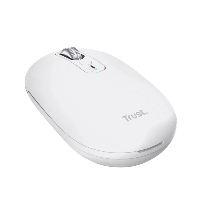 Belaidė biuro pelė TRUST Seron Slim Multi – ambidekstrinė, RF + Bluetooth, optinė 3200 DPI, 7 mygtukai, balta