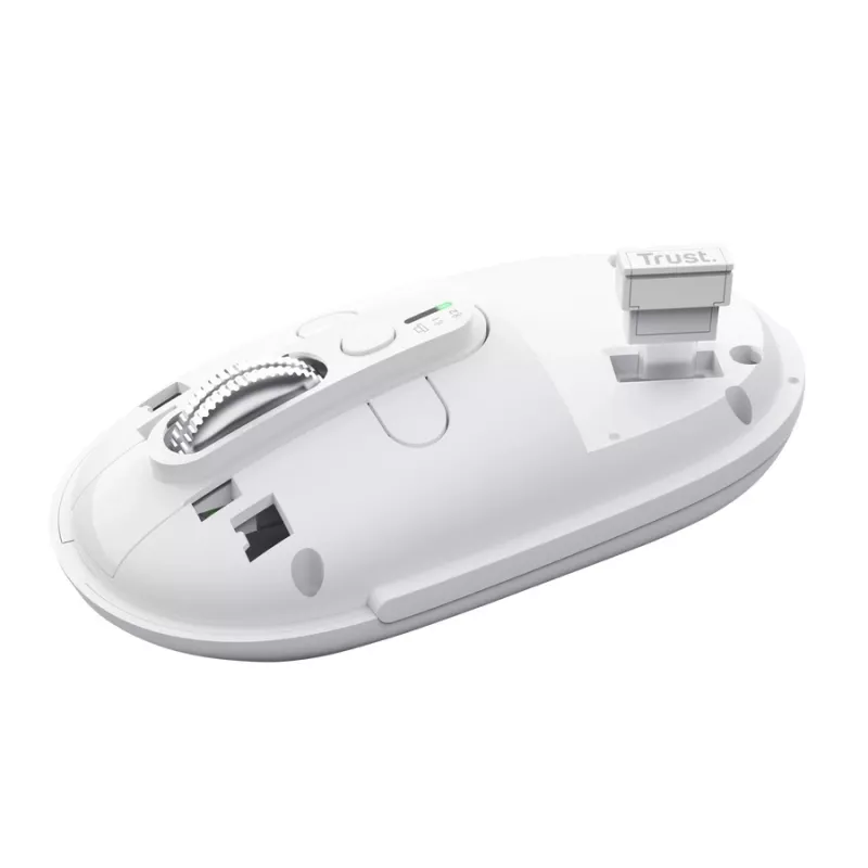 Belaidė biuro pelė TRUST Seron Slim Multi – ambidekstrinė, RF + Bluetooth, optinė 3200 DPI, 7 mygtukai, balta
