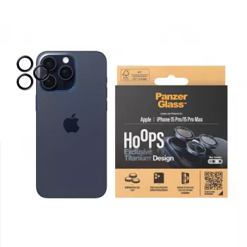 PanzerGlass Hoops fotoaparato lęšio apsauga iPhone 15 Pro / 15 Pro Max mėlynas titanas