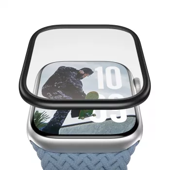 Apsauginis stiklas PanzerGlass Black Metal Frame, skirtas Apple Watch (modelis PG38147)