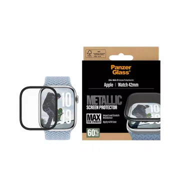 Apsauginis stiklas PanzerGlass Black Metal Frame, skirtas Apple Watch (modelis PG38147)