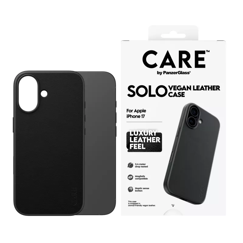 Telefono dėklas PanzerGlass CARE™ Solo Case juodas, skirtas Apple iPhone 17
