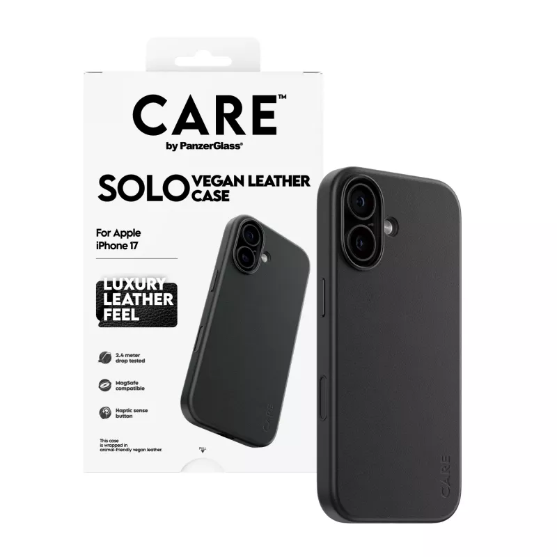 Telefono dėklas PanzerGlass CARE™ Solo Case juodas, skirtas Apple iPhone 17