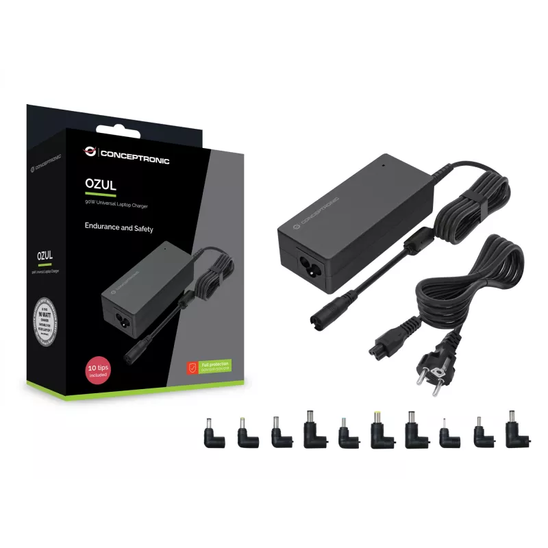 Universalus nešiojamojo kompiuterio maitinimo adapteris Conceptronic OZUL08B10 90W su 10 antgalių