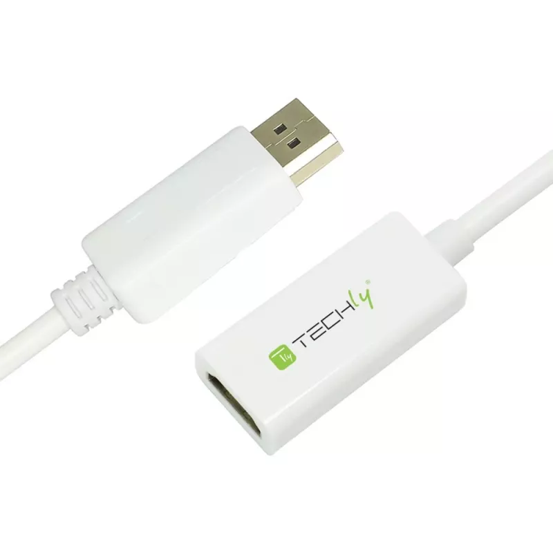 Techly DisplayPort 1.2 vyriškas / HDMI moteriškas adapteris 15 cm baltas IADAP DP-HDMIF2
