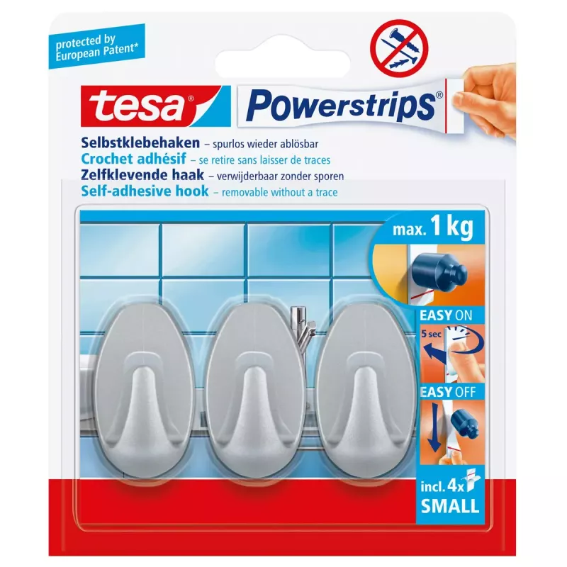 Universalūs kabliukai Tesa Powerstrips Hooks Small OVAL (3 vnt.)