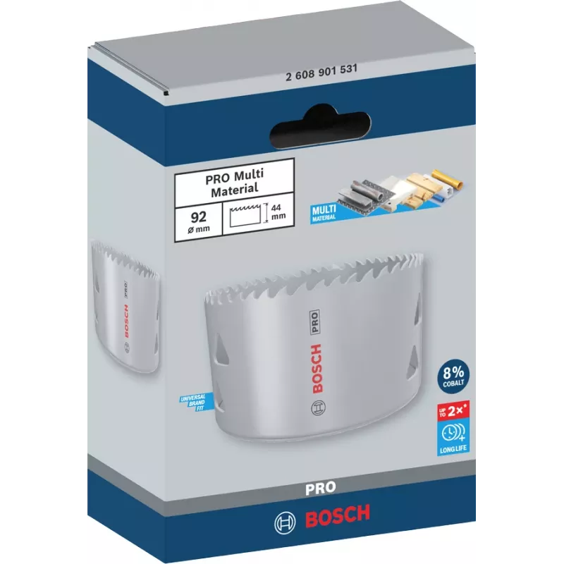 Pjūklelis skylėms Bosch PRO Multi Material 44/92 mm — Vienetinis gręžtuvui, gipso kartonui, metalui, plastikui, minkštai medienai