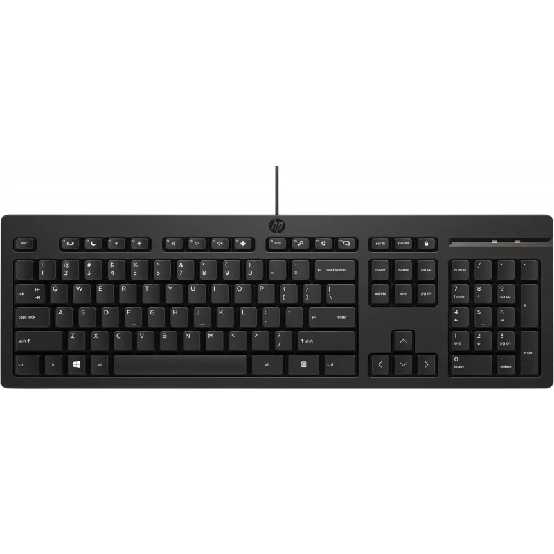 HP 125 laidinė klaviatūra, pilno dydžio, USB, membraninė, QWERTY, juoda