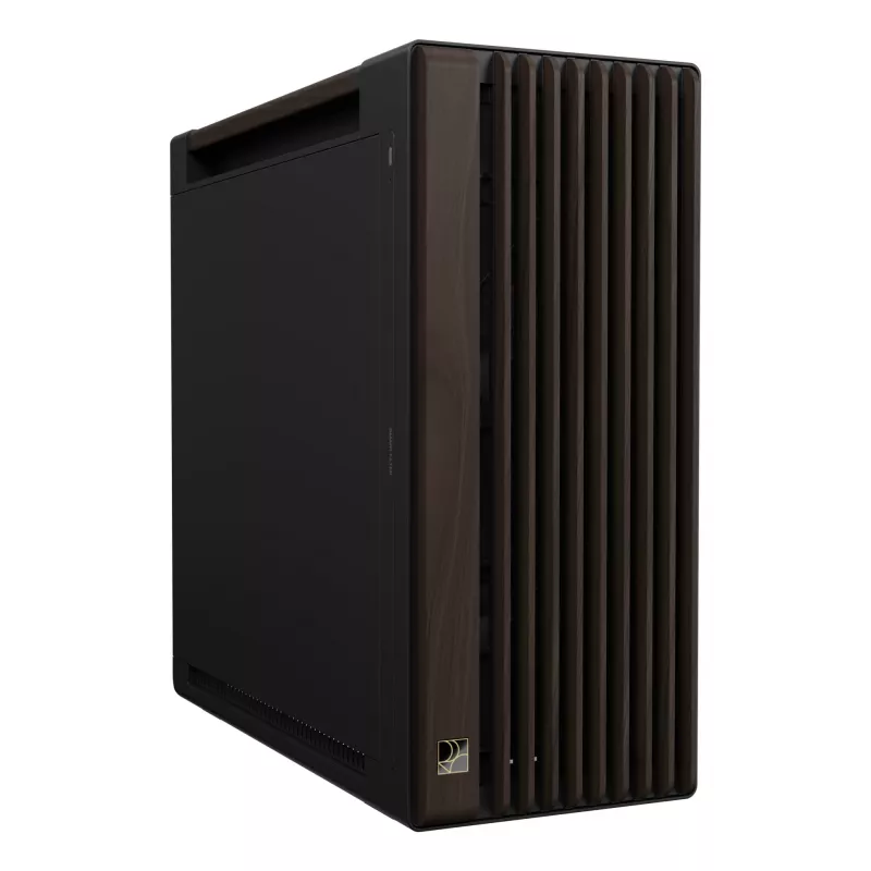 PC korpusas ASUS ProArt PA602 Wood Edition Midi Tower – juodas su medžiu, tinka ATX/EATX, 2x200 mm priekyje, 1x140 mm gale