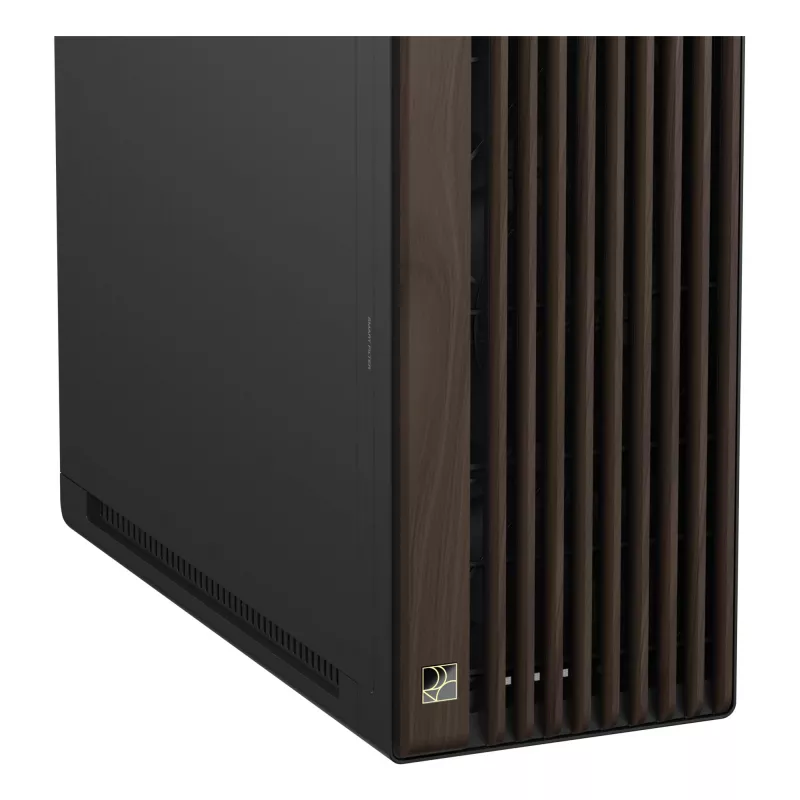PC korpusas ASUS ProArt PA602 Wood Edition Midi Tower – juodas su medžiu, tinka ATX/EATX, 2x200 mm priekyje, 1x140 mm gale
