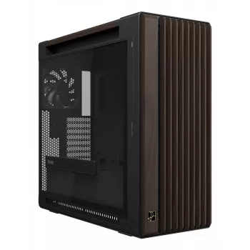 ASUS ProArt PA602 Wood Edition Modern Black - Midi bokštas su grūdinto stiklo šonine sienele, juodas, medinis