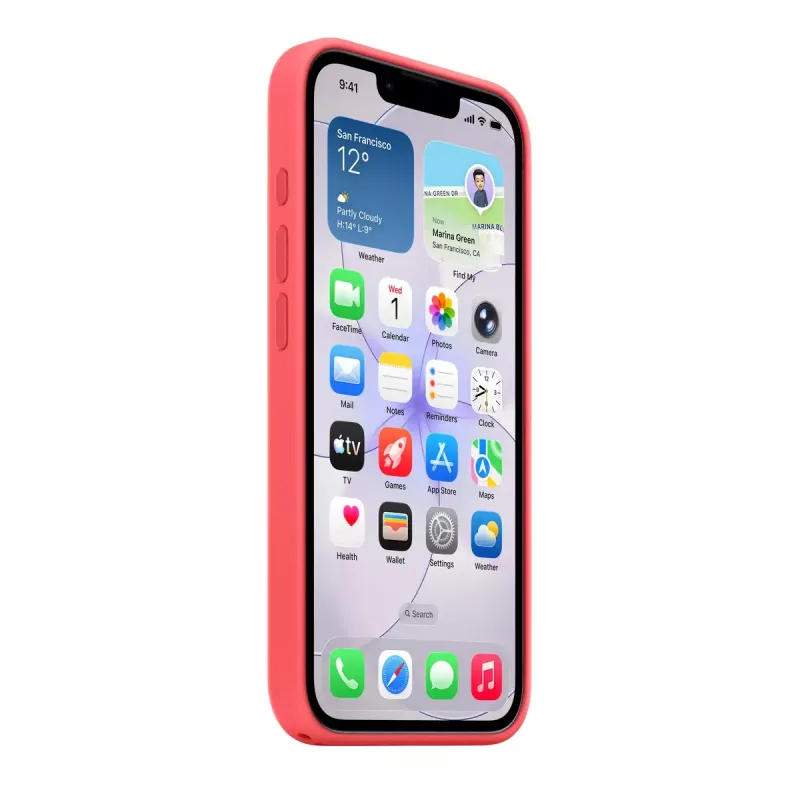 Silicone Dėklas su MagSafe Apple iPhone 17e — Ryški Gvajava, tinka 6,1 colio (15,5 cm) ekranui