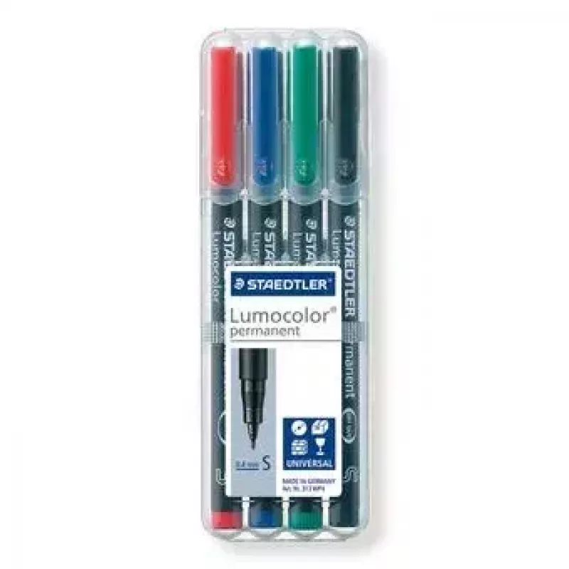 Permanentiniai žymekliai Staedtler Lumocolor 313 WP4 4 vnt. (juoda, mėlyna, žalia, raudona)