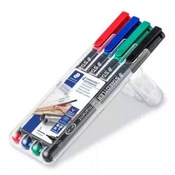 Permanentiniai žymekliai Staedtler Lumocolor 313 WP4 4 vnt. (juoda, mėlyna, žalia, raudona)