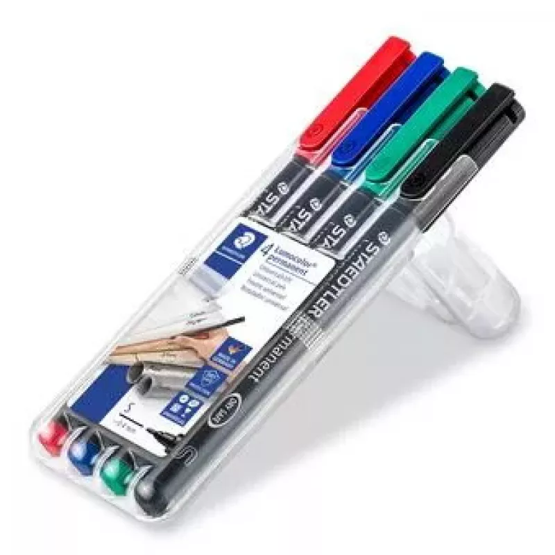 Permanentiniai žymekliai Staedtler Lumocolor 313 WP4 4 vnt. (juoda, mėlyna, žalia, raudona)