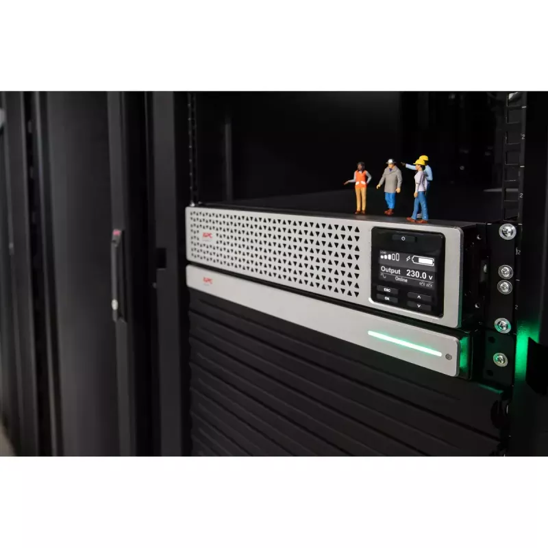 APC Smart-UPS On-Line 1500VA, 2U stelažinis, 230V, 8x C13 lizdai, tinklo kortelė, su bėgeliais, naudotas be ličio jonų išorinės baterijos