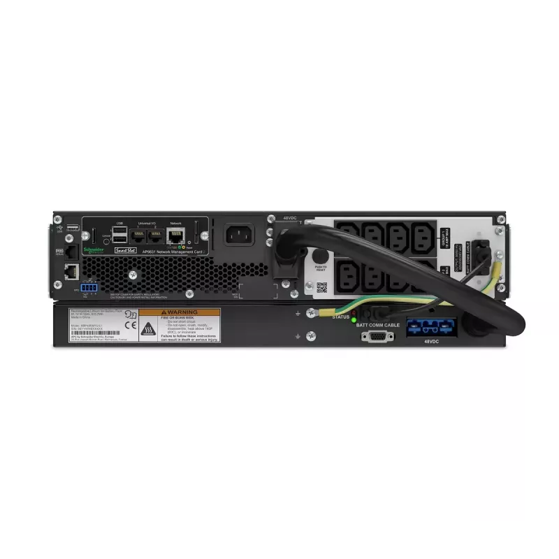 APC Smart-UPS On-Line 1500VA, 2U stelažinis, 230V, 8x C13 lizdai, tinklo kortelė, su bėgeliais, naudotas be ličio jonų išorinės baterijos