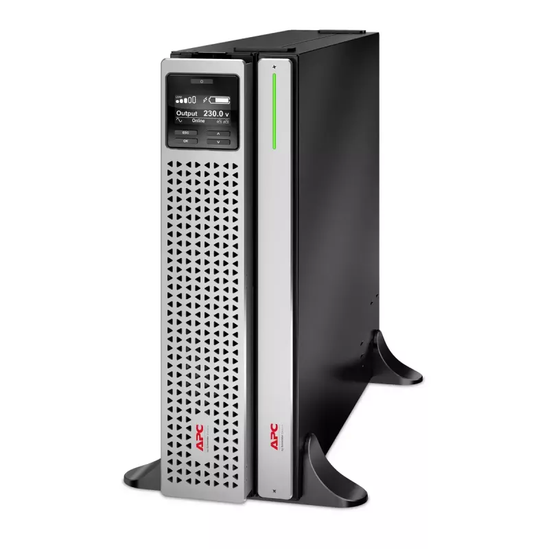 APC Smart-UPS On-Line 1500VA, 2U stelažinis, 230V, 8x C13 lizdai, tinklo kortelė, su bėgeliais, naudotas be ličio jonų išorinės baterijos