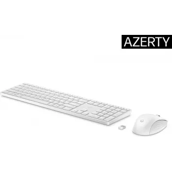 Belaidis klaviatūros ir pelės rinkinys HP 650, pilno dydžio membraninė, balta