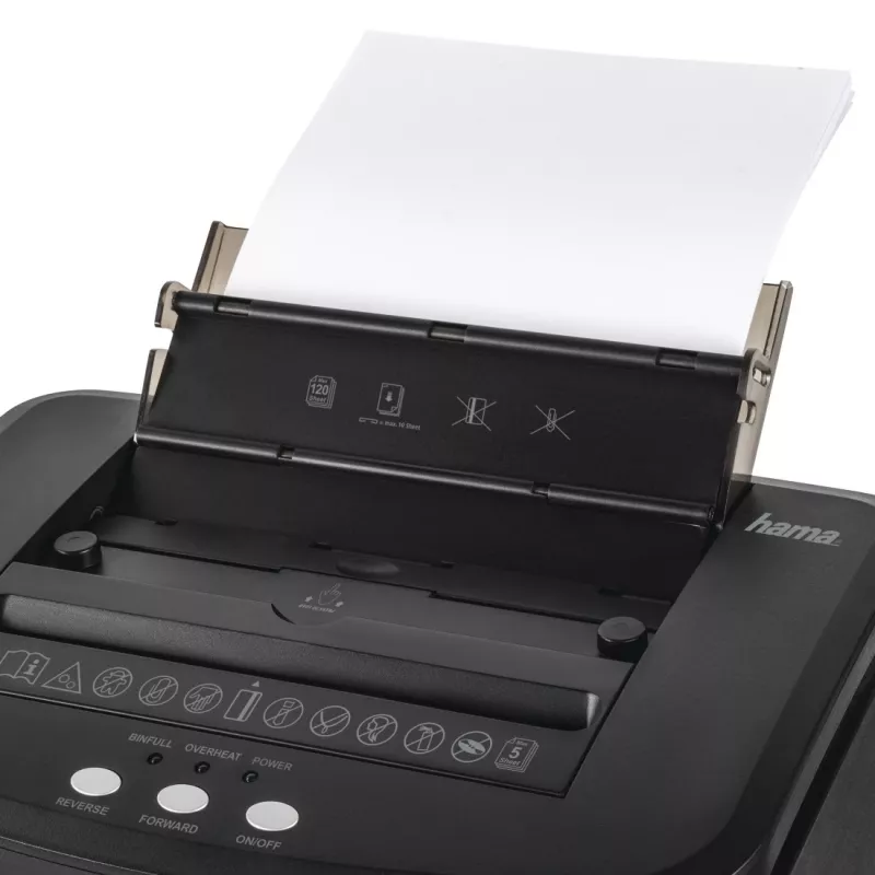 Popieriaus smulkintuvas Hama Premium AutoM120, mikro pjūvis, 60 dB, 22,5 cm, juodas