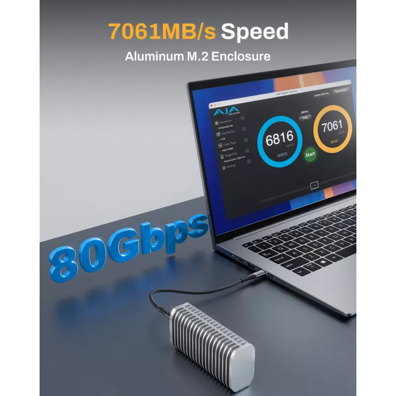 TerraMaster D1 SSD Pro išorinis SSD korpusas Aliuminis M.2