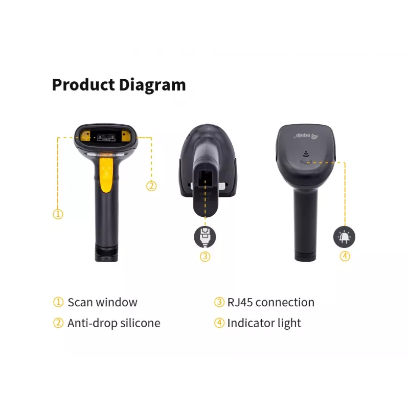 Nešiojamas brūkšninių kodų skaitytuvas Equip USB 1D su stovu, LED, laidinis, 1,8 m