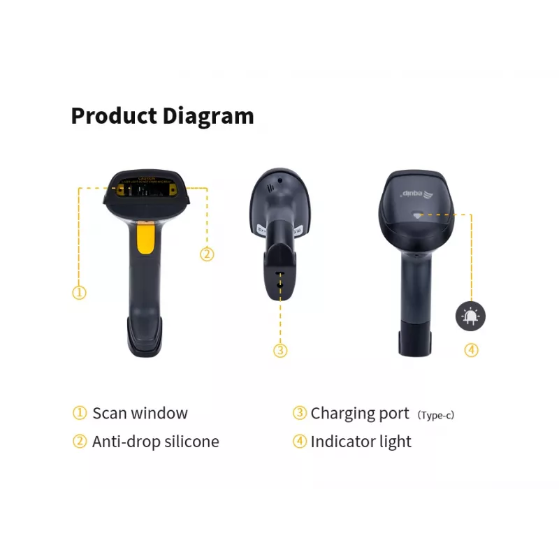 Equip Wireless 1D lazerinis brūkšninių kodų skaitytuvas su stovu