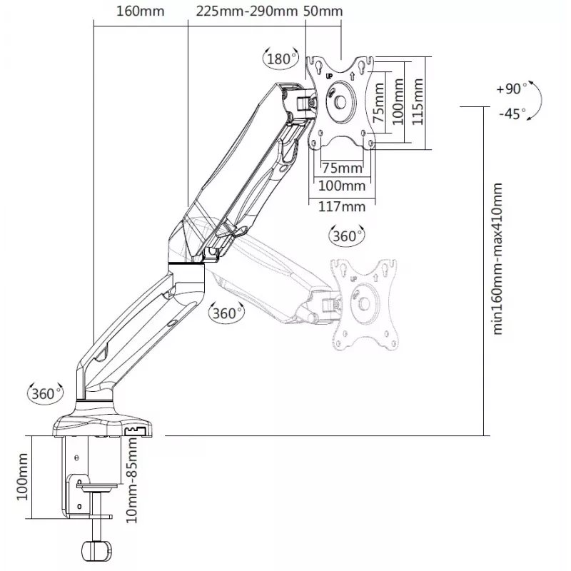 Equip 13-27 colių interaktyvus monitoriaus stovo laikiklis