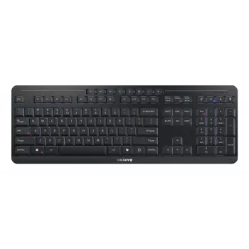 Klaviatūra Cherry Stream Ultimate — Pilno dydžio, USB, RF belaidis ir Bluetooth, QWERTY anglų, LED foninis apšvietimas, juoda