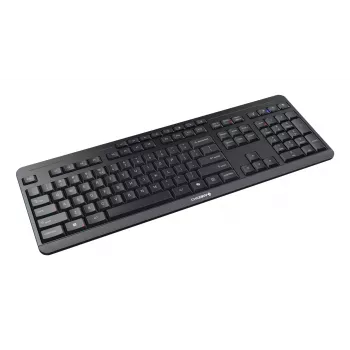 Klaviatūra Cherry Stream Ultimate — Pilno dydžio, USB, RF belaidis ir Bluetooth, QWERTY anglų, LED foninis apšvietimas, juoda