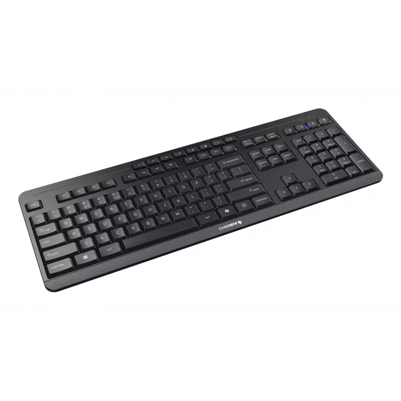 Klaviatūra Cherry Stream Ultimate — Pilno dydžio, USB, RF belaidis ir Bluetooth, QWERTY anglų, LED foninis apšvietimas, juoda