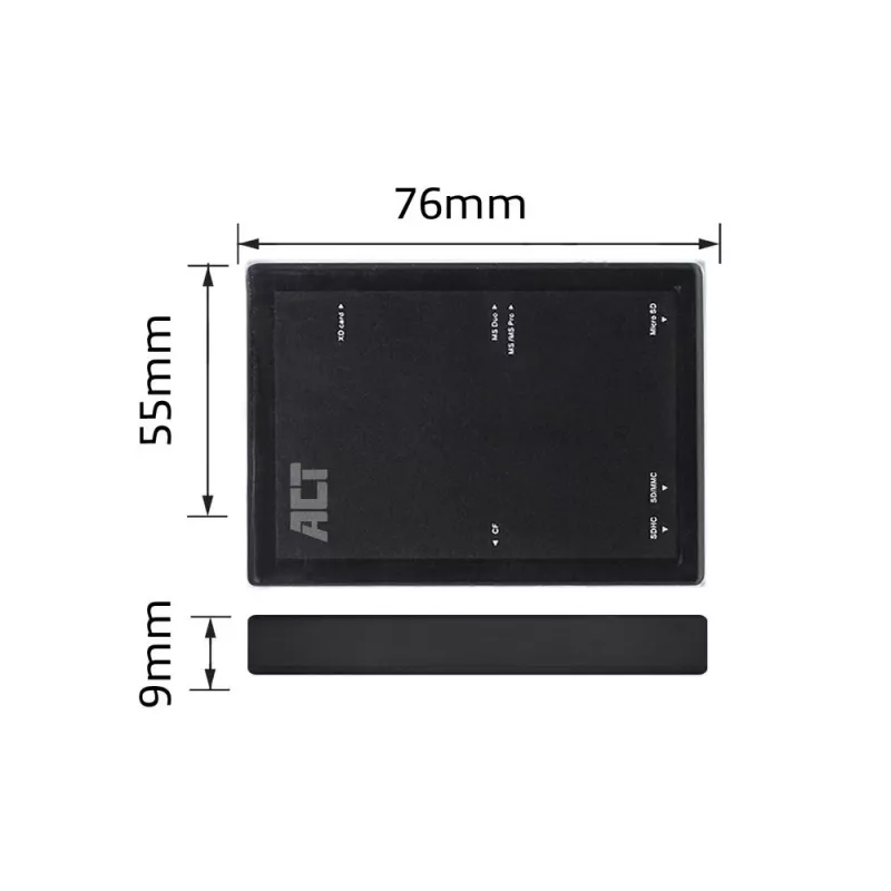 ACT USB 3.0 kortelių skaitytuvas AC6370 CF MMC MS Duo MicroSD SDHC juodas