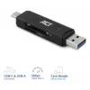 Kortelių skaitytuvas ACT AC6375 USB-C/USB-A 3.0 juodas