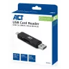 Kortelių skaitytuvas ACT AC6375 USB-C/USB-A 3.0 juodas