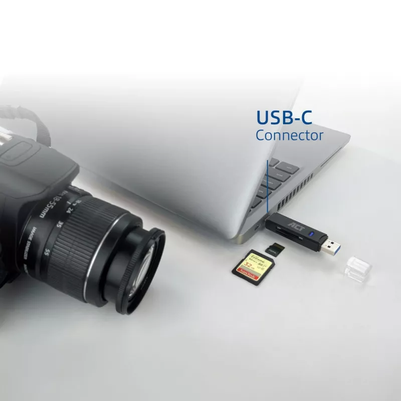 Kortelių skaitytuvas ACT AC6375 USB-C/USB-A 3.0 juodas