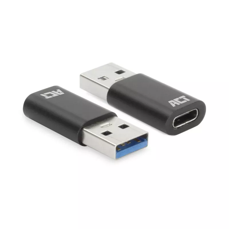 USB-A (vyriškas) į USB-C (moteriškas) adapteris ACT AC7376 juodas