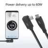 ACT USB 3.0 10Gbps 60W USB Type-C (tiesus) į USB Type-C (kairė/dešinė lenktas) laidas, 0,5 m