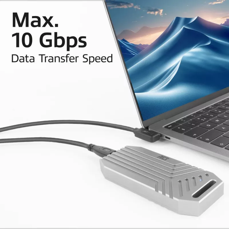 ACT USB 3.0 10Gbps 60W USB Type-C (tiesus) į USB Type-C (kairė/dešinė lenktas) laidas, 0,5 m