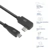 ACT USB 3.0 10Gbps 60W USB Type-C (tiesus) į USB Type-C (kairė/dešinė lenktas) laidas, 3 m