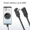 ACT USB 3.0 10Gbps 60W USB Type-C (kampinis aukštyn/žemyn) į USB Type-C (kampinis aukštyn/žemyn) laidas, 0,5 m