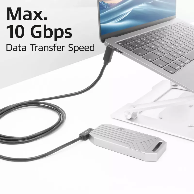 ACT USB 3.0 10Gbps 60W USB Type-C (kairė/dešinė lenktas) į USB Type-C (aukštyn/žemyn lenktas) laidas, 0,5 m