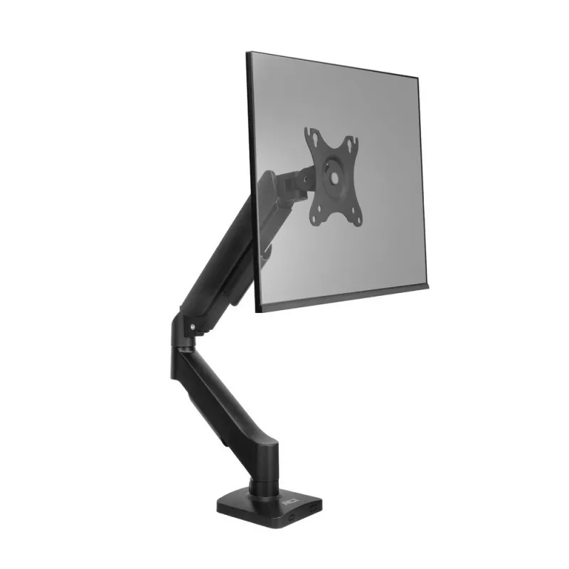Monitoriaus ranka ACT 35 colių ekranams, dujinė spyruoklė, vienas monitorius, spaustuvas/įvorė, iki 9 kg, VESA 75x75–100x100, pakreipimas ±45°, juoda